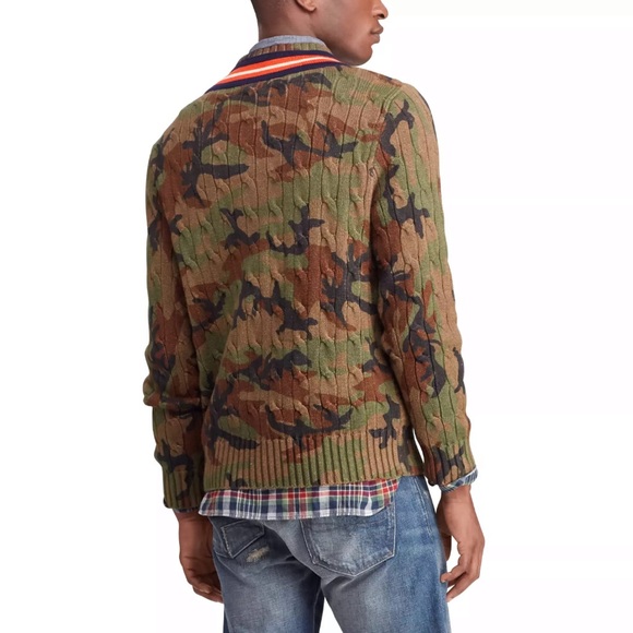Ralph Lauren Camo Tiger Cricket Cable Knit Sweater - Picture 3 of 14
